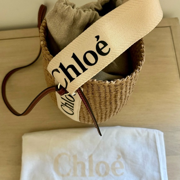 Chloe Woody Small Mifuko Basket Bag in Fair Trade Paper Embellished with Linen - Picture 2 of 5
